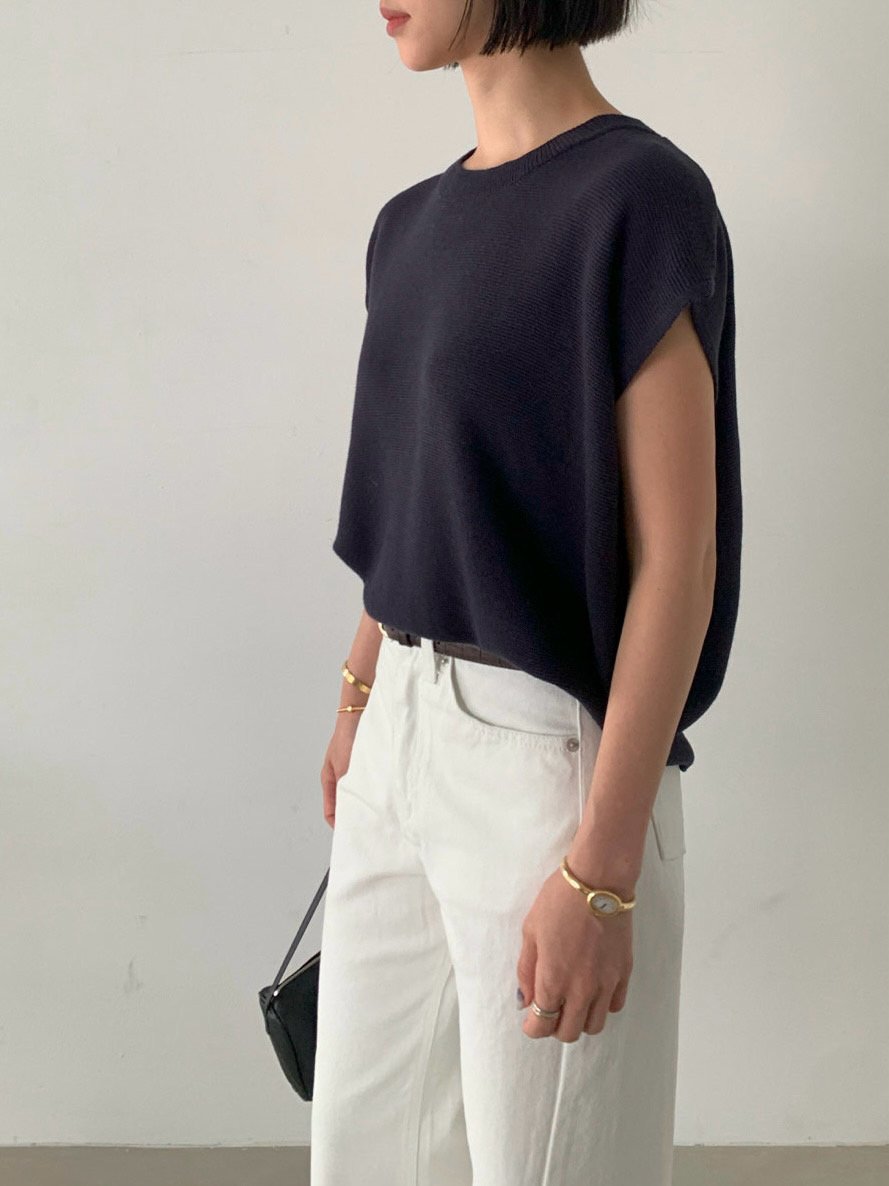 Knit Cap-Sleeve Top – Button Back