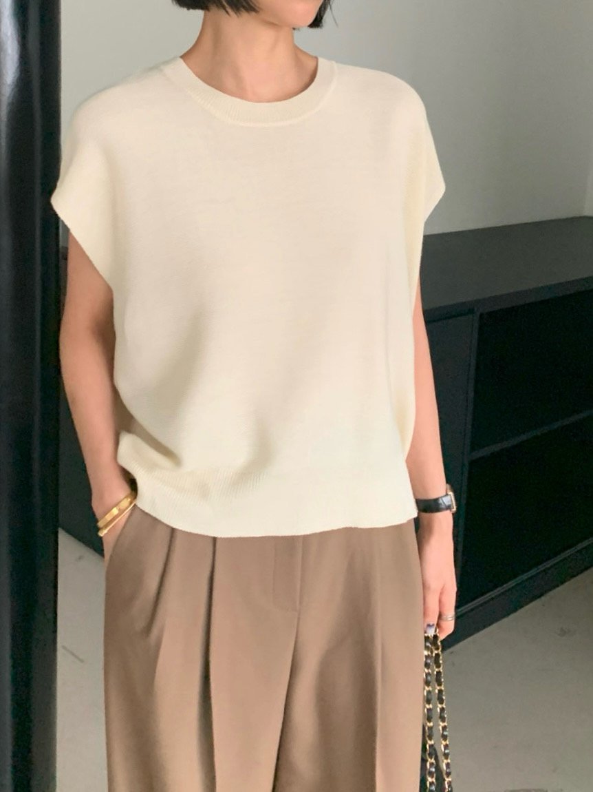 Knit Cap-Sleeve Top – Button Back