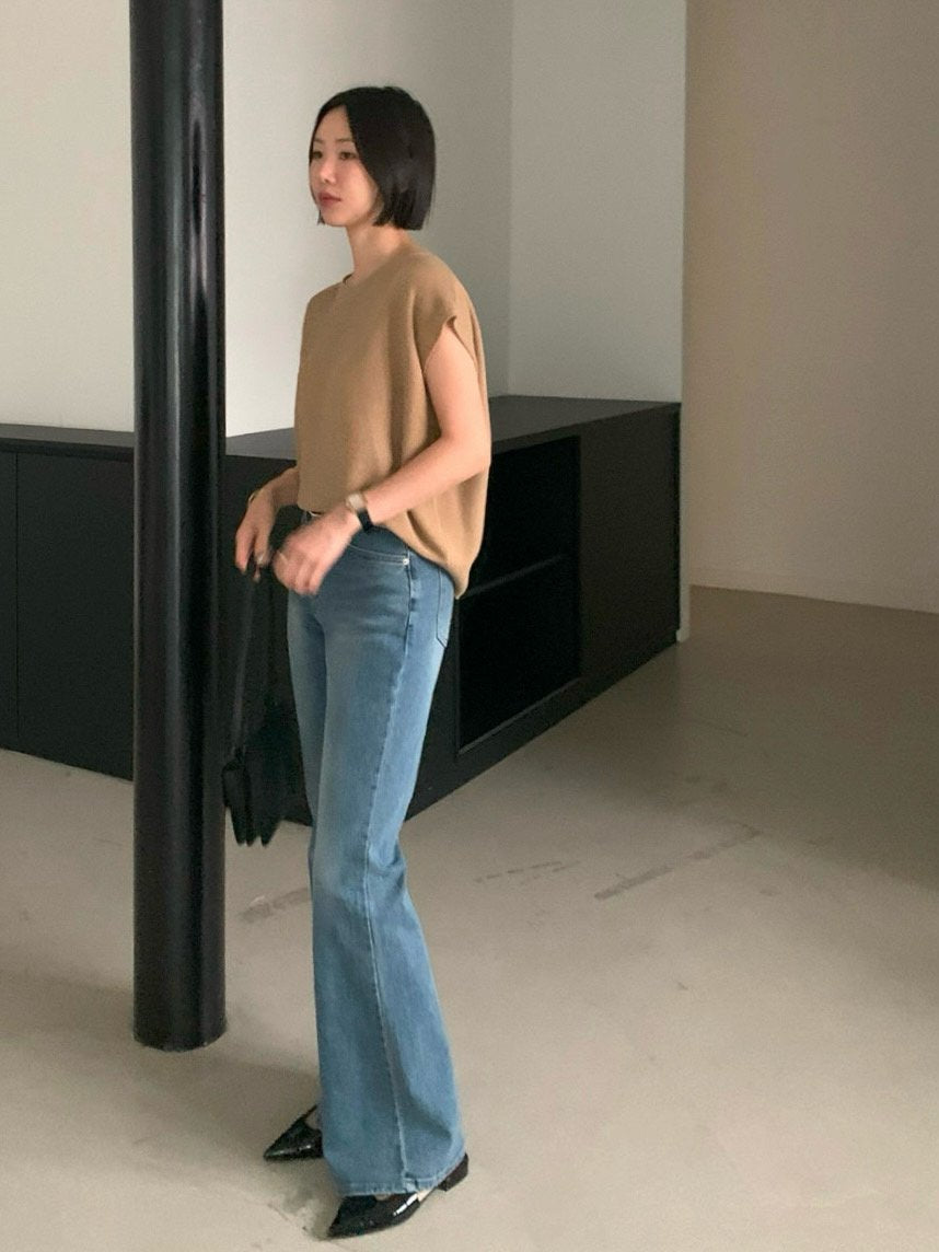 Knit Cap-Sleeve Top – Button Back