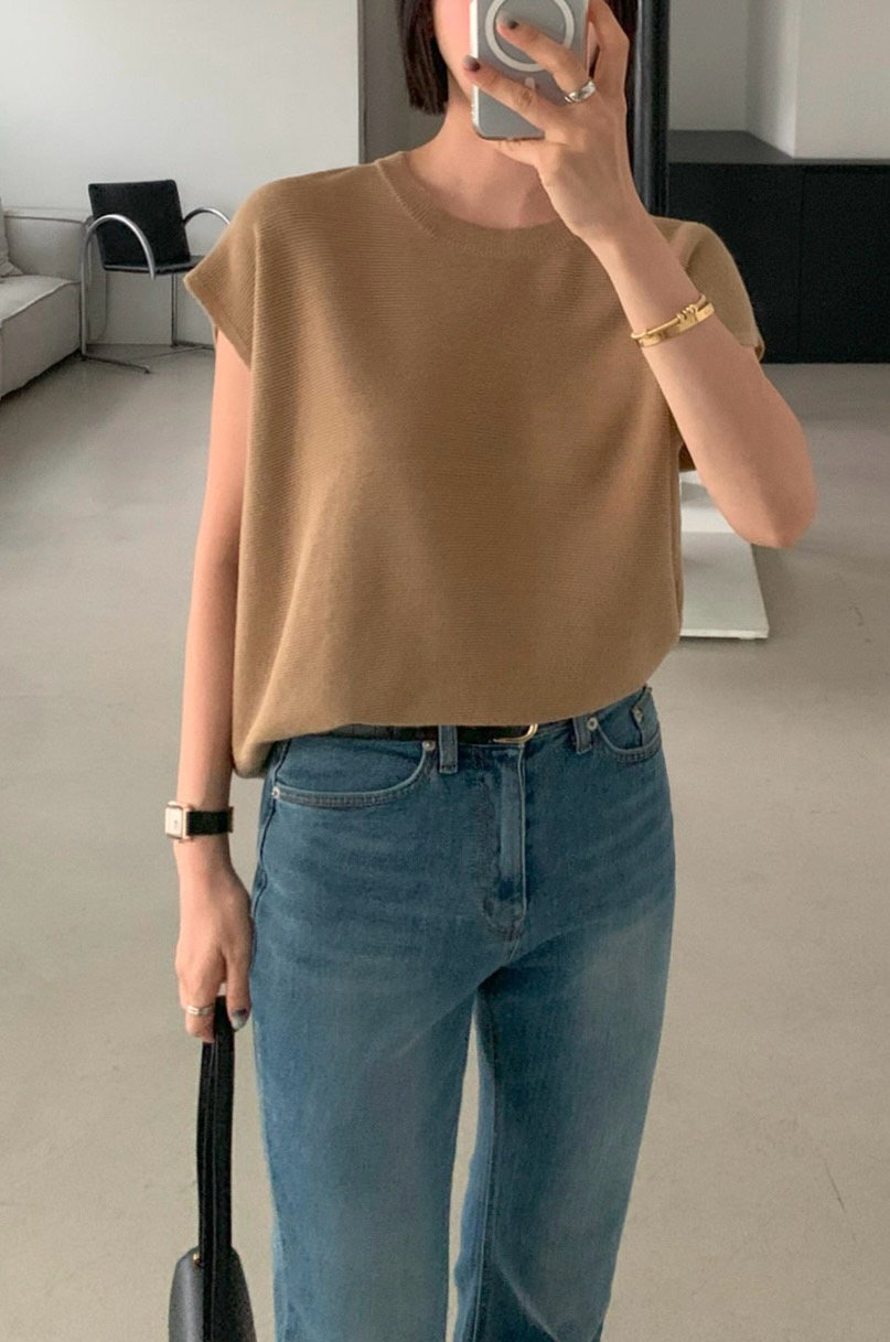 Knit Cap-Sleeve Top – Button Back