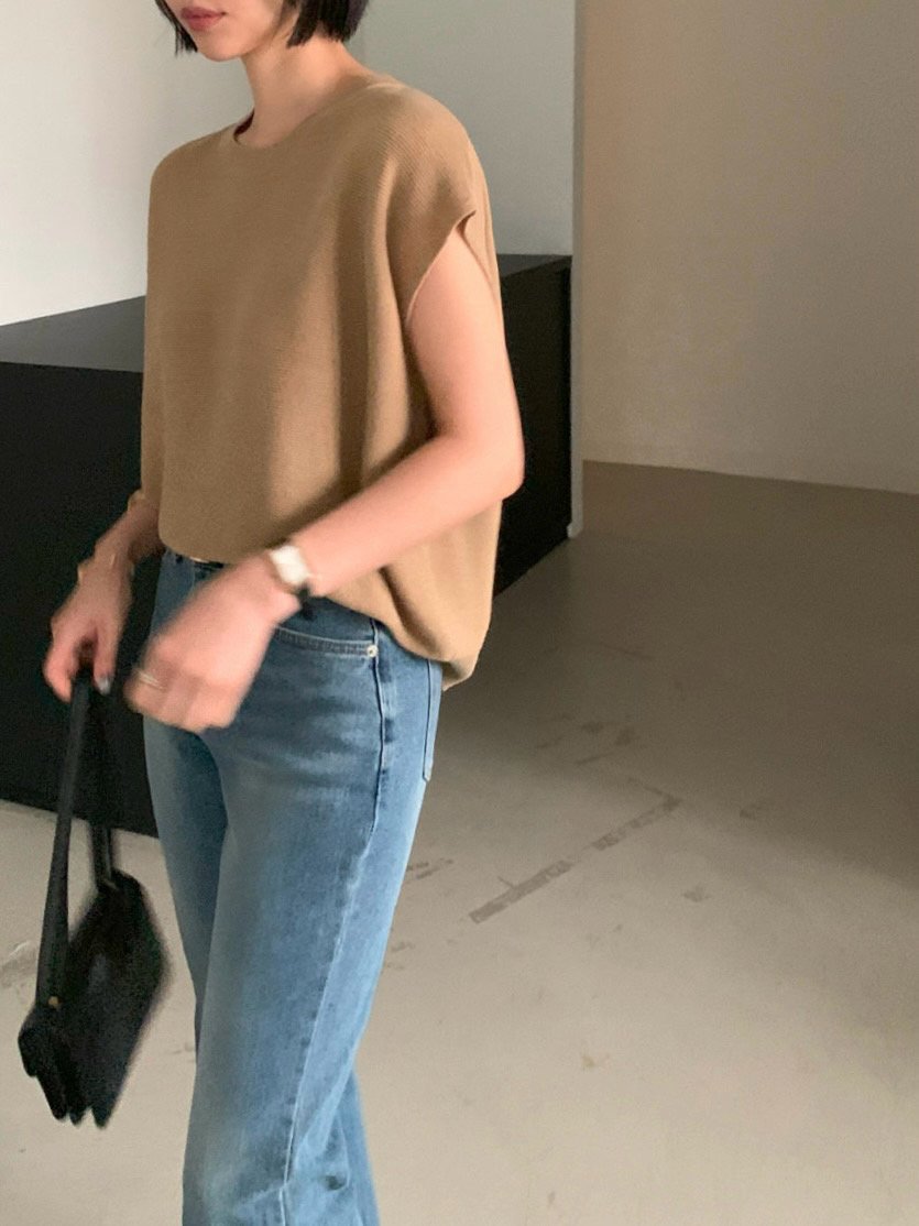 Knit Cap-Sleeve Top – Button Back