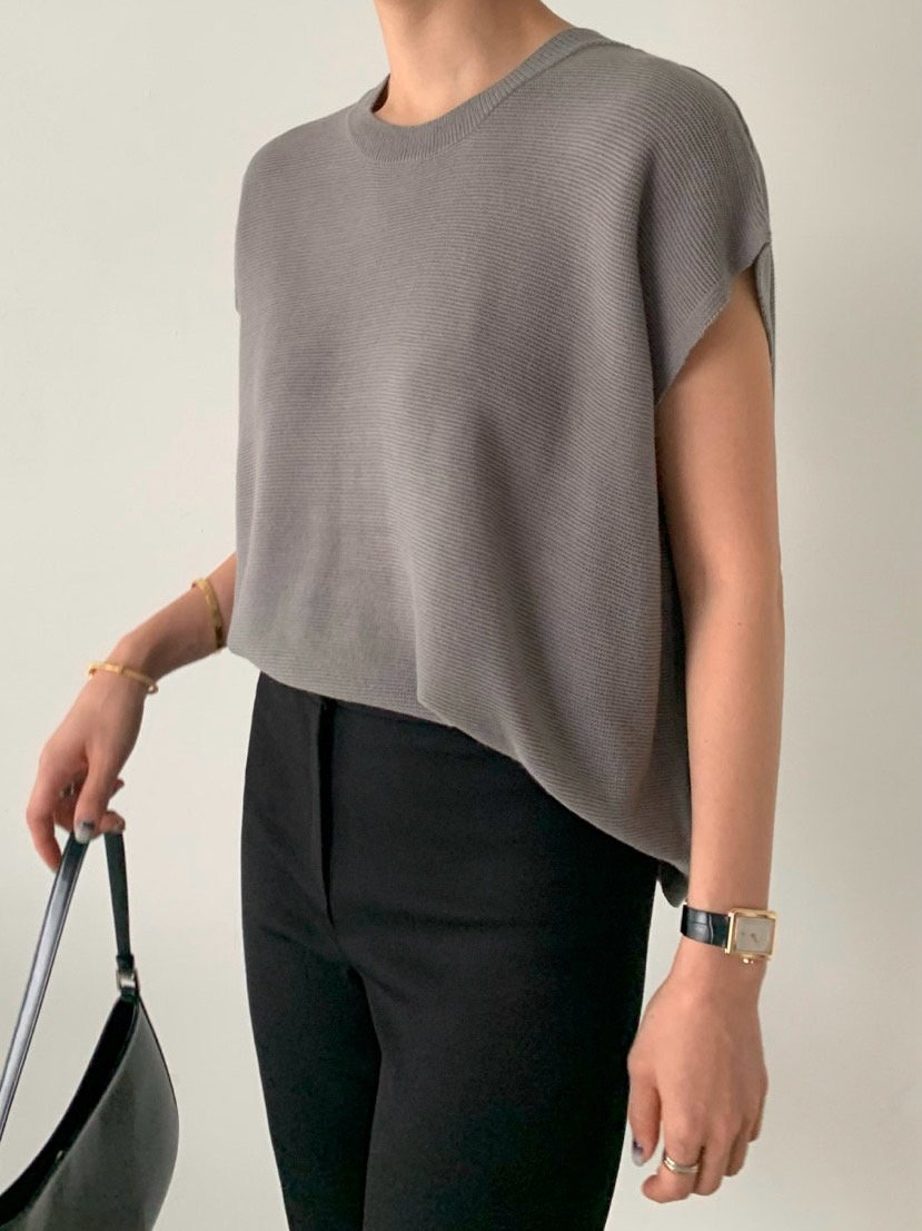 Knit Cap-Sleeve Top – Button Back