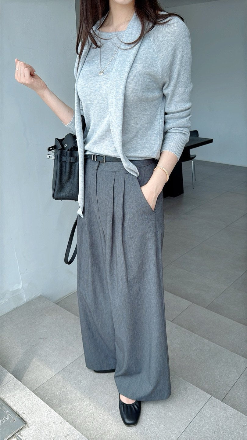 Tailored Pintuck Wide-Leg Pants