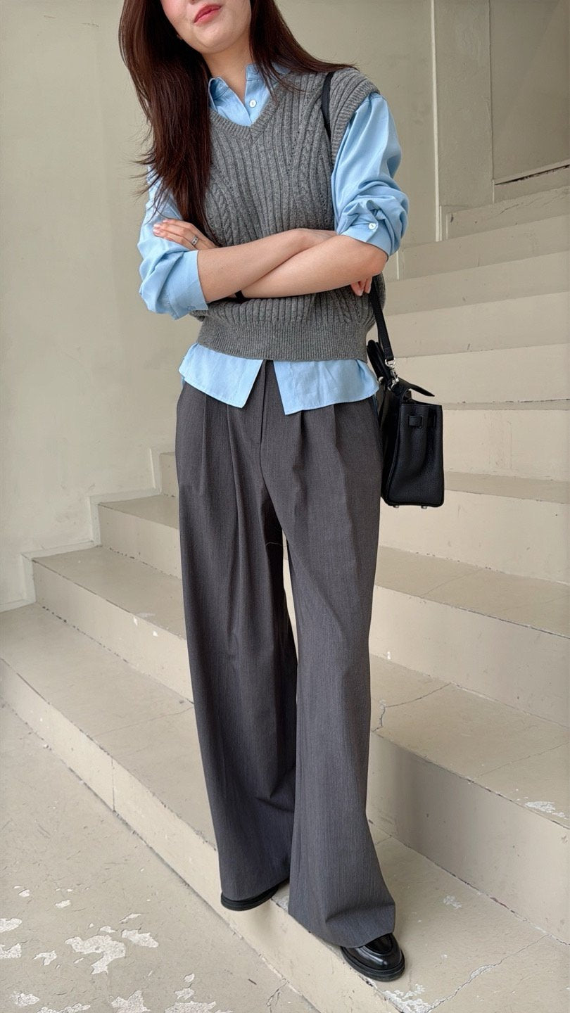 Tailored Pintuck Wide-Leg Pants