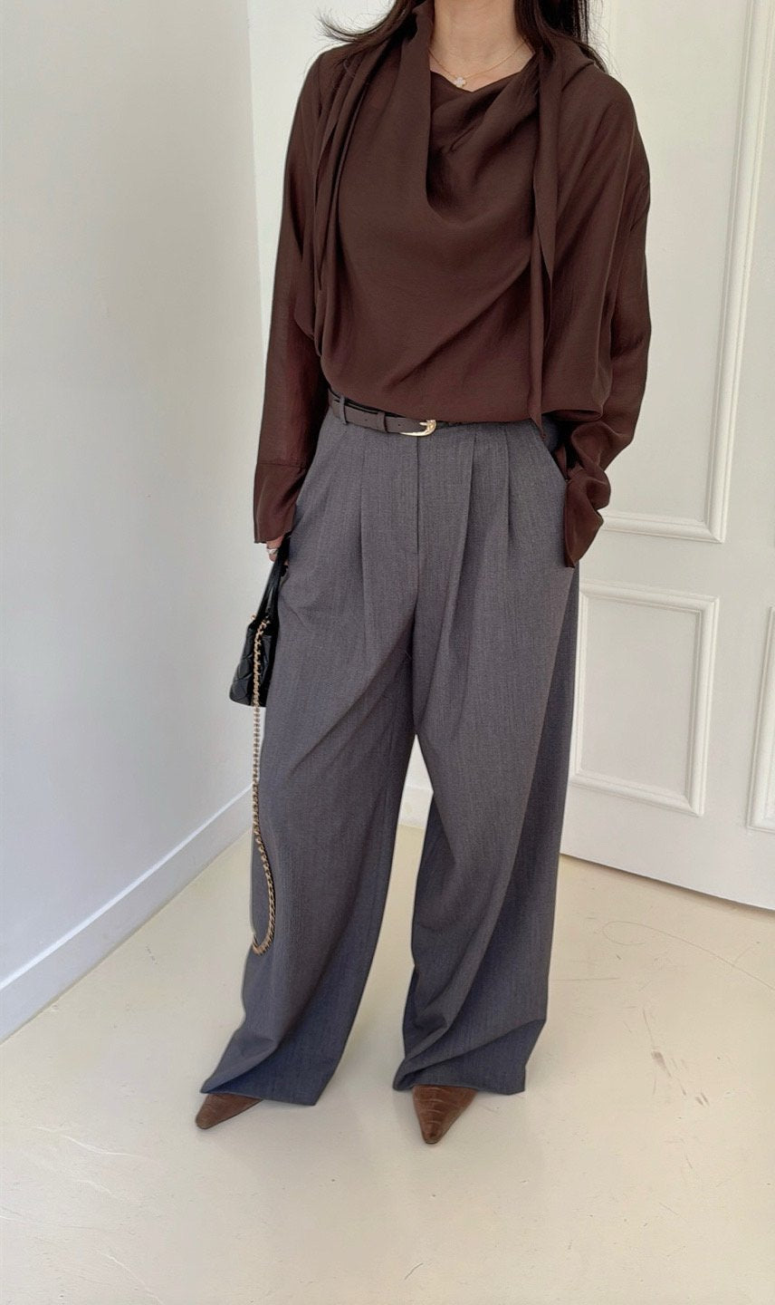 Tailored Pintuck Wide-Leg Pants