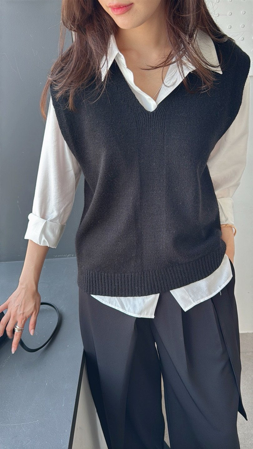 Oversized Wool Knit Vest