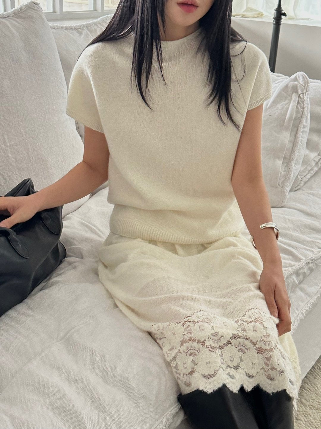Cap-Sleeve Knit Top