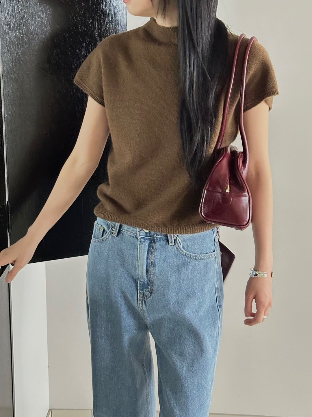 Cap-Sleeve Knit Top
