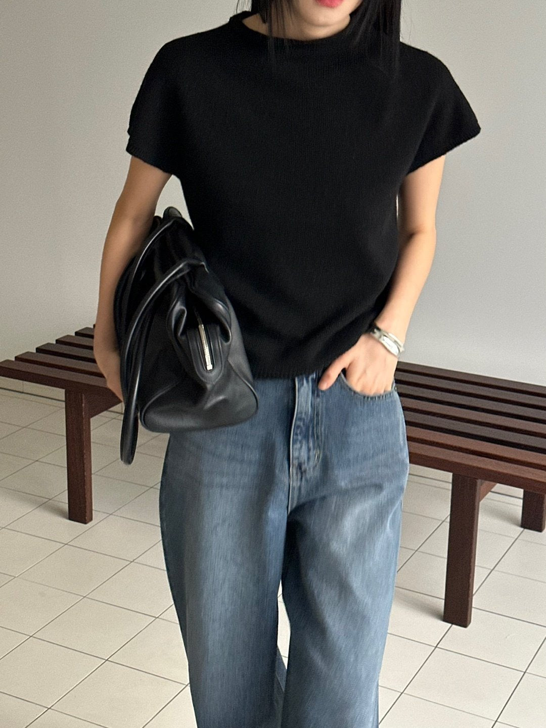 Cap-Sleeve Knit Top