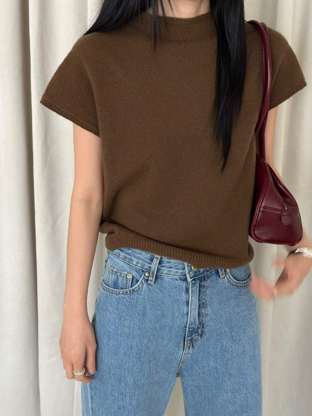 Cap-Sleeve Knit Top