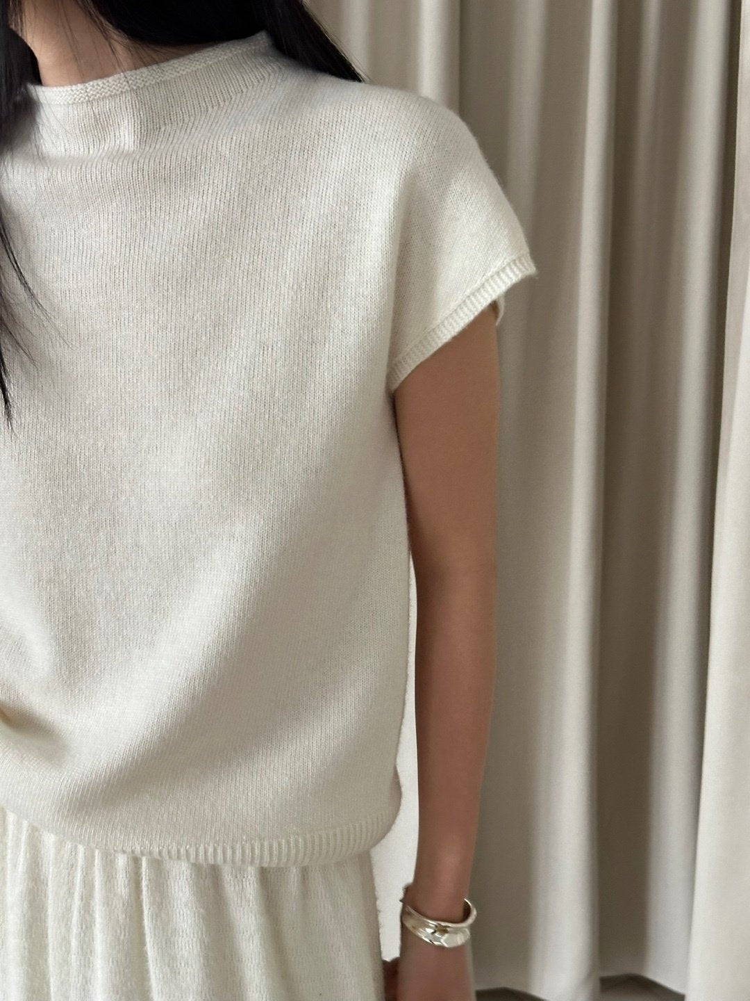 Cap-Sleeve Knit Top