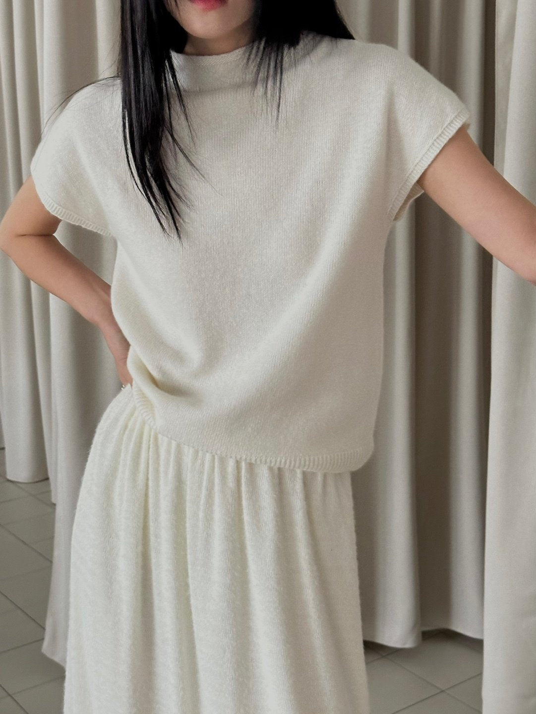 Cap-Sleeve Knit Top