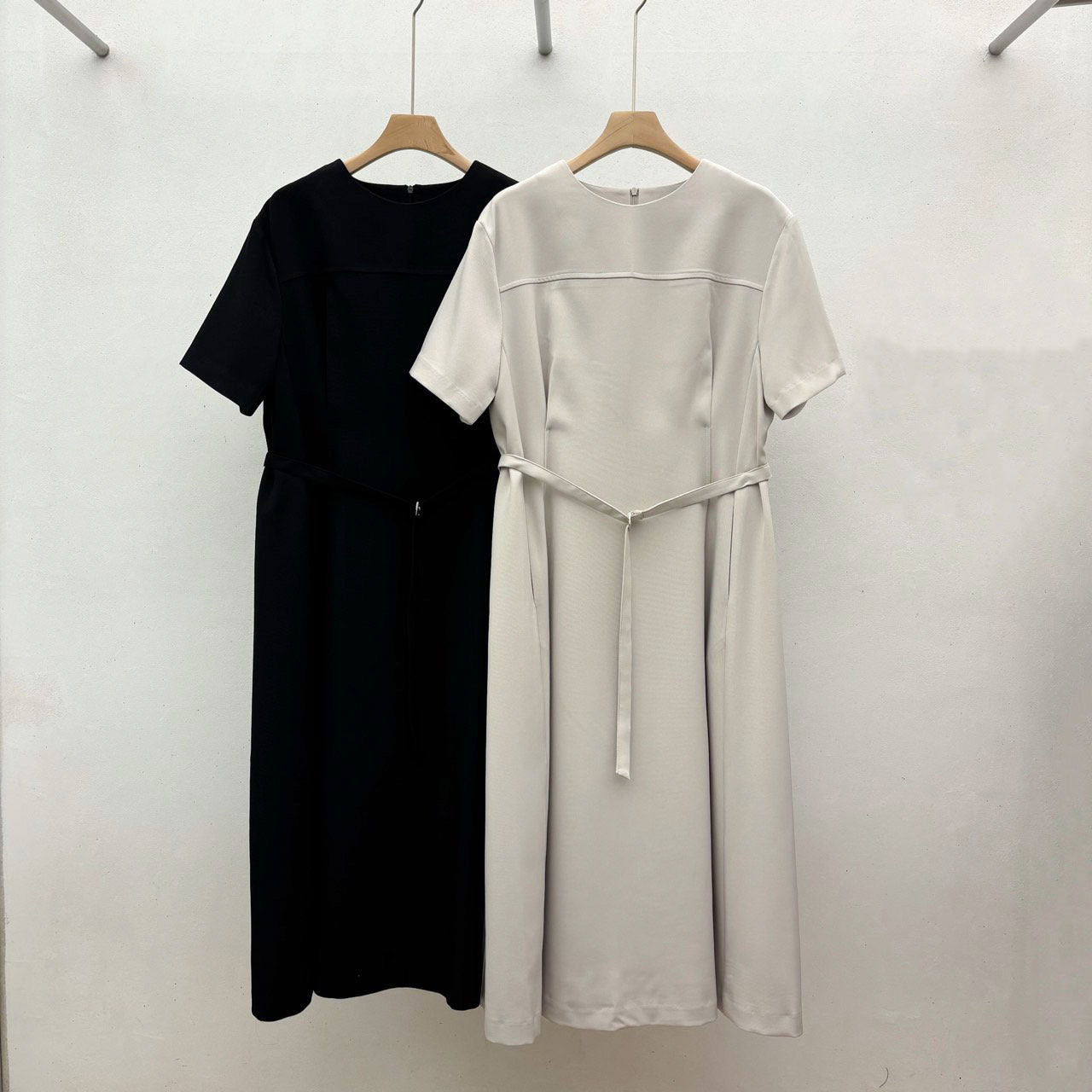 Minimal Belted Midi Dress