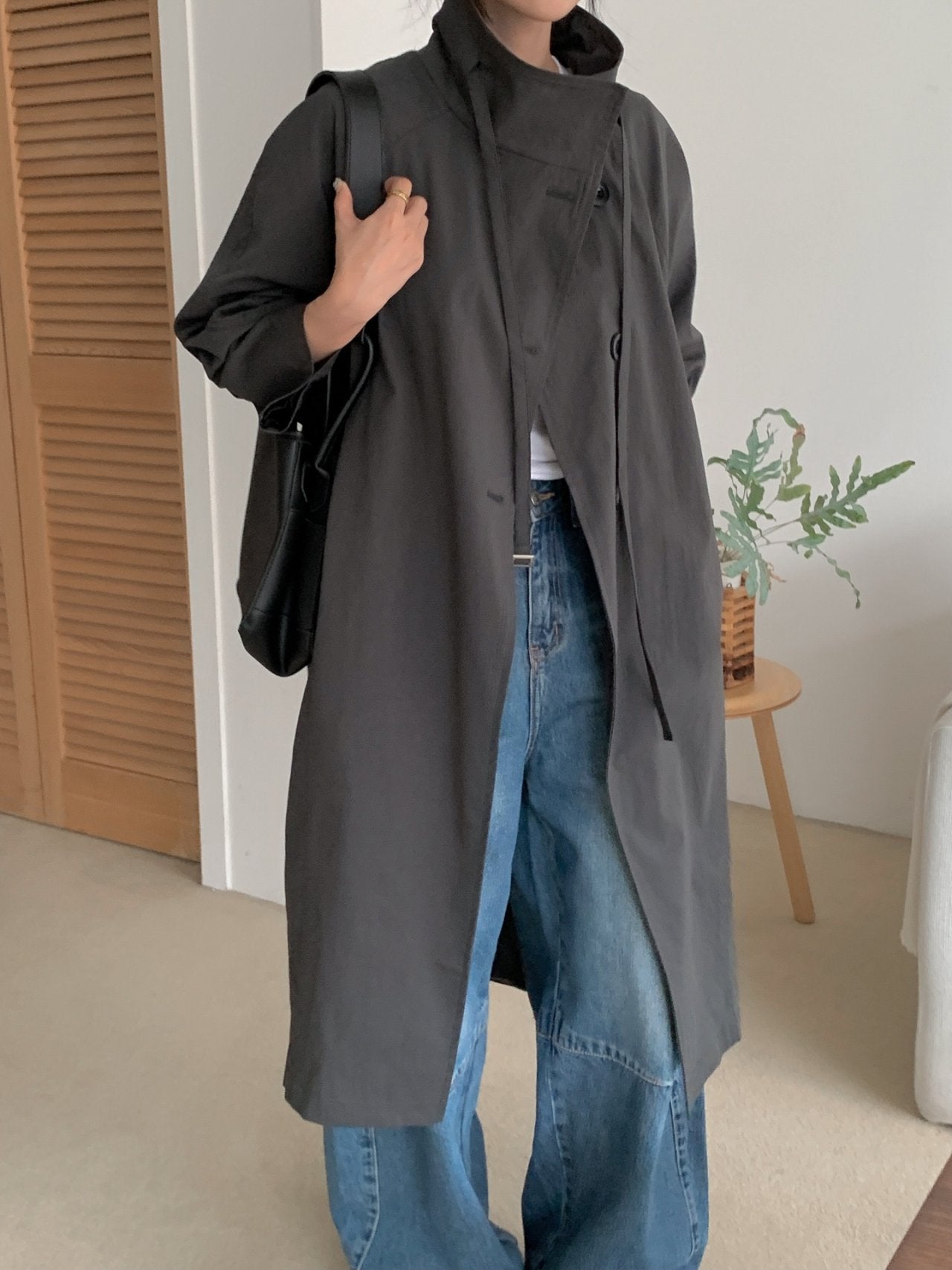 Structured Stand Collar Coat
