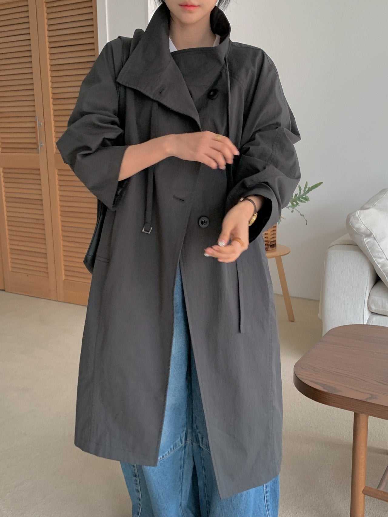 Structured Stand Collar Coat