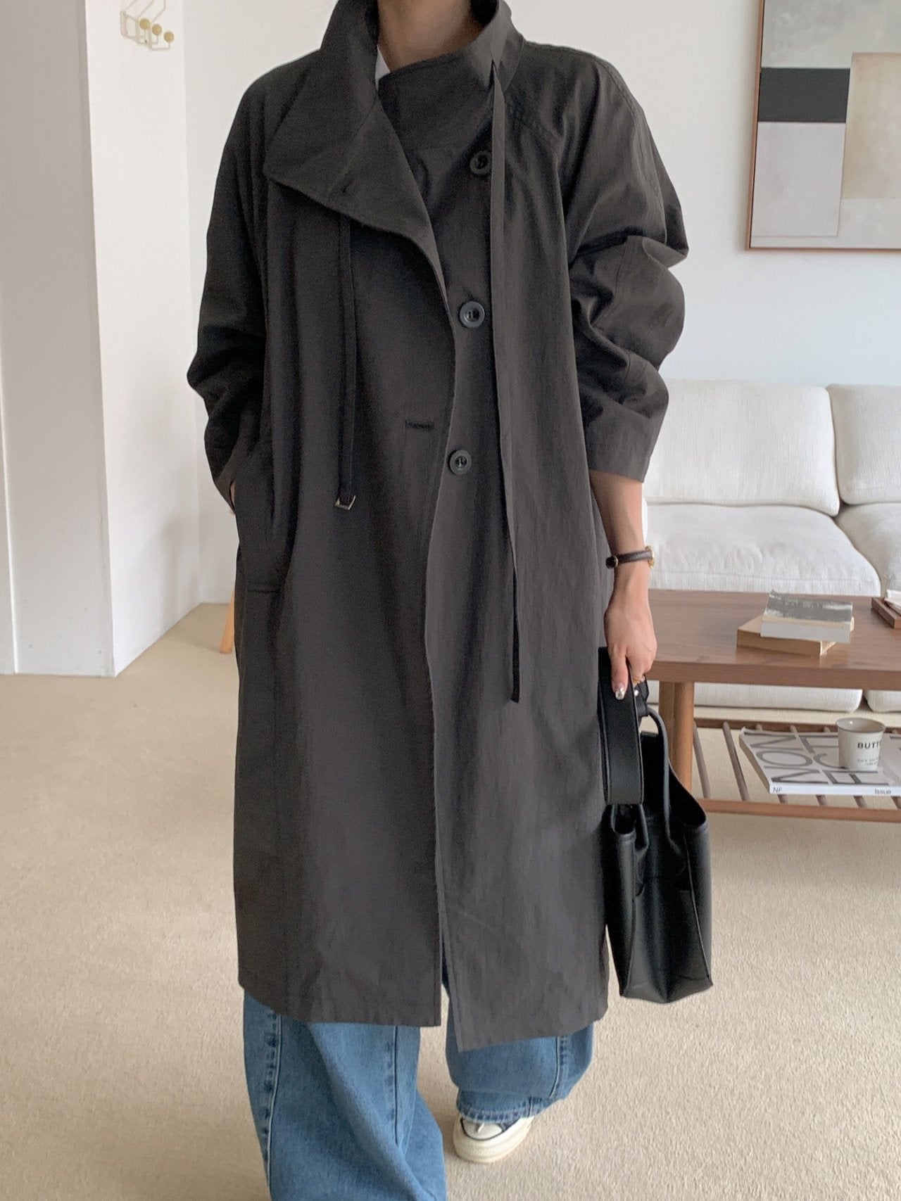 Structured Stand Collar Coat