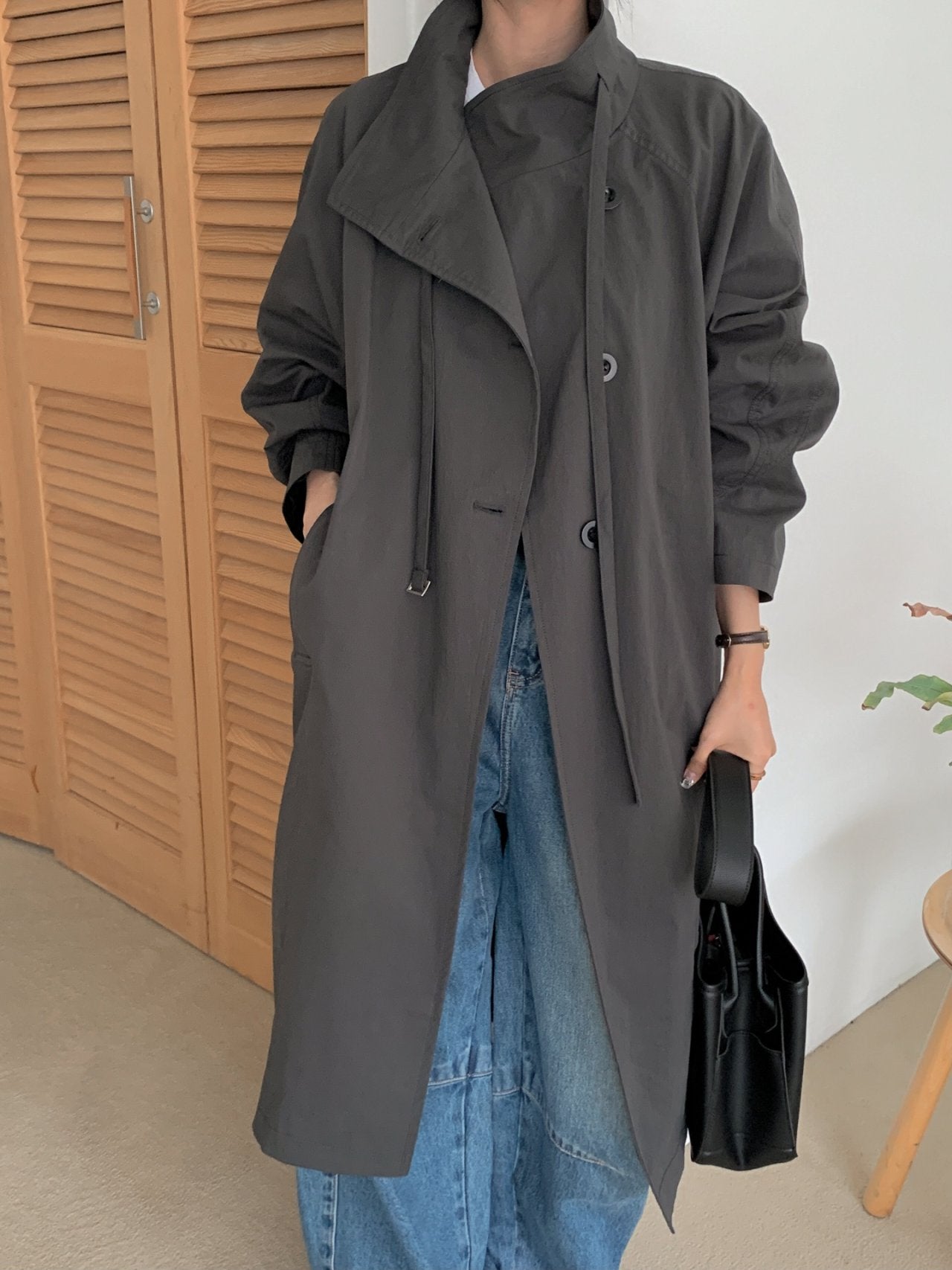 Structured Stand Collar Coat