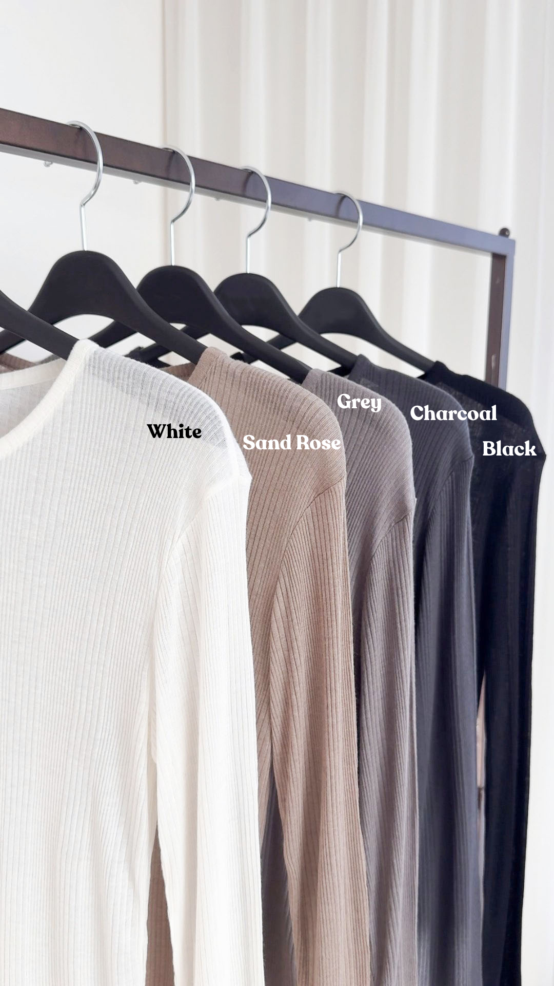 Wool Modal Ribbed Long Sleeve Top