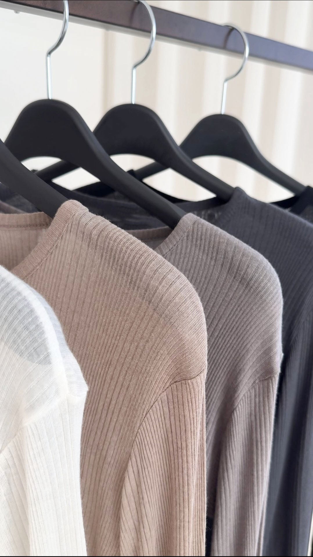 Wool Modal Ribbed Long Sleeve Top
