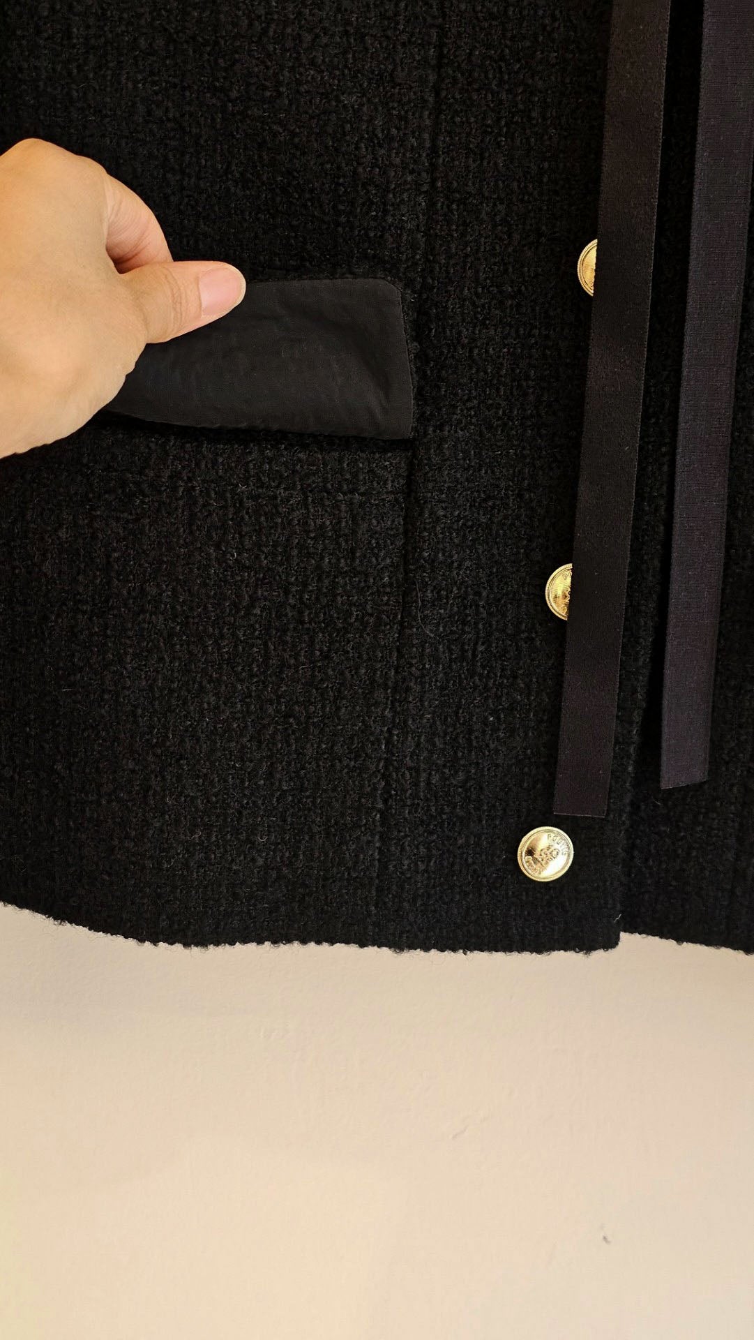 Ribbon-Tie Tweed Jacket