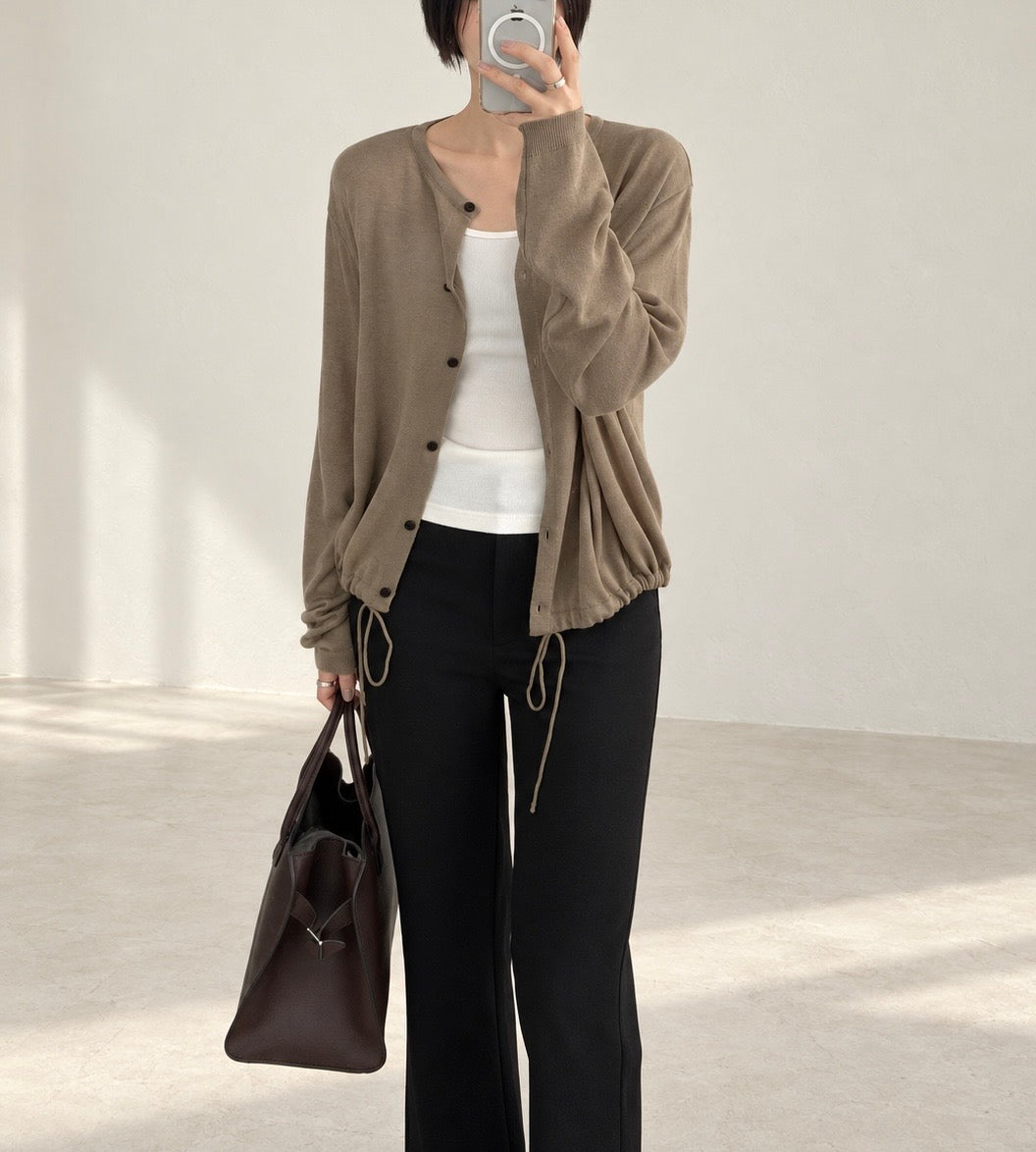 Soft Drawstring Knit Cardigan