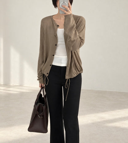 Soft Drawstring Knit Cardigan