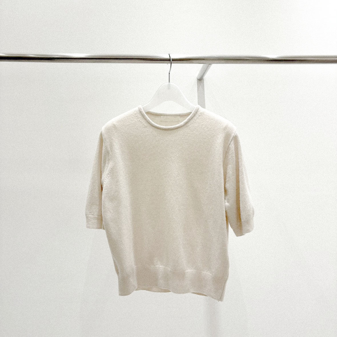 Cashmere Wool Blend Short-Sleeve Sweater