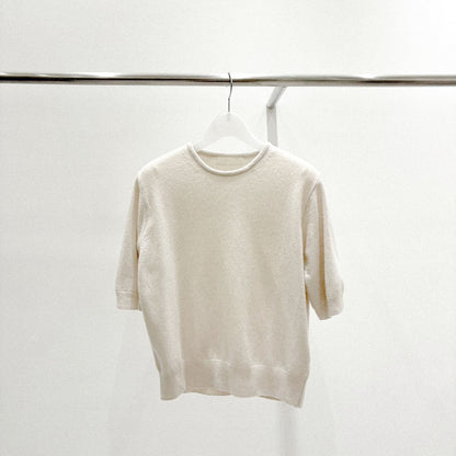Cashmere Wool Blend Short-Sleeve Sweater