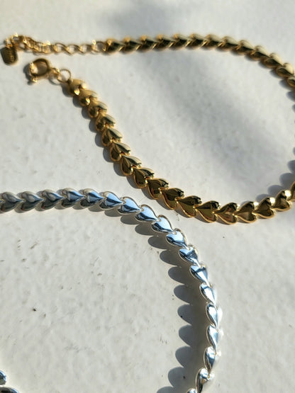 Heart Link Bracelet - Sterling Silver 925