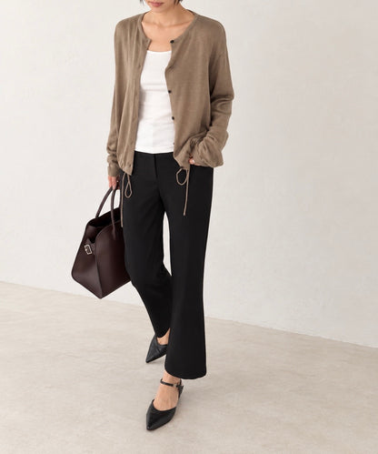 Soft Drawstring Knit Cardigan