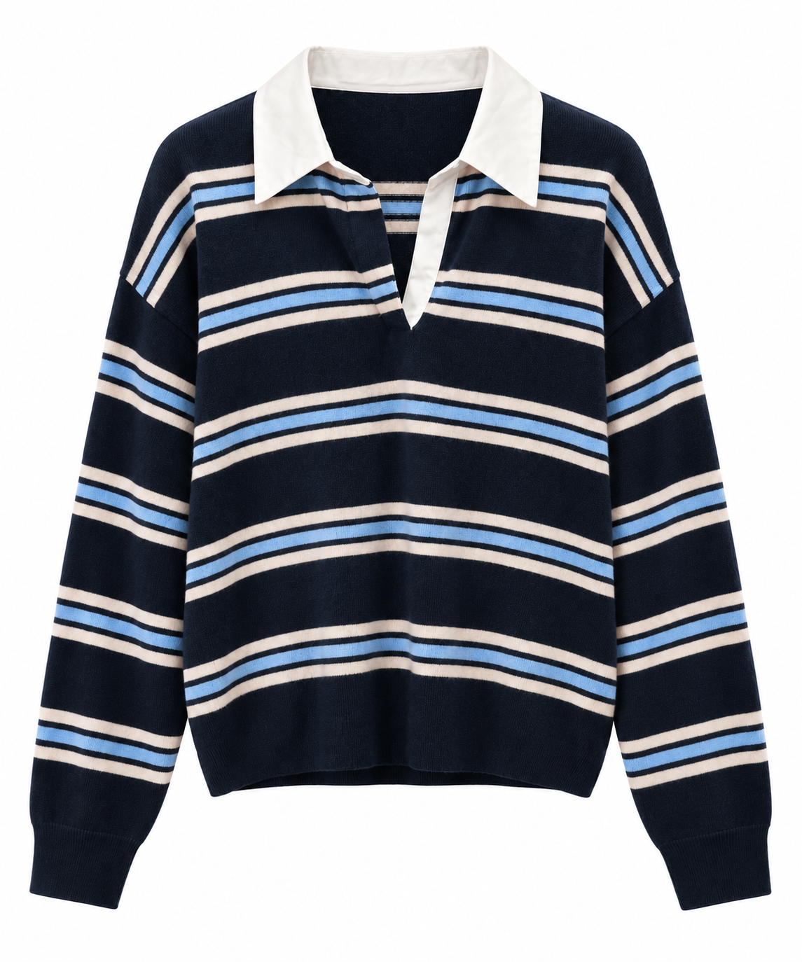 Contrast Collar Stripe Knit