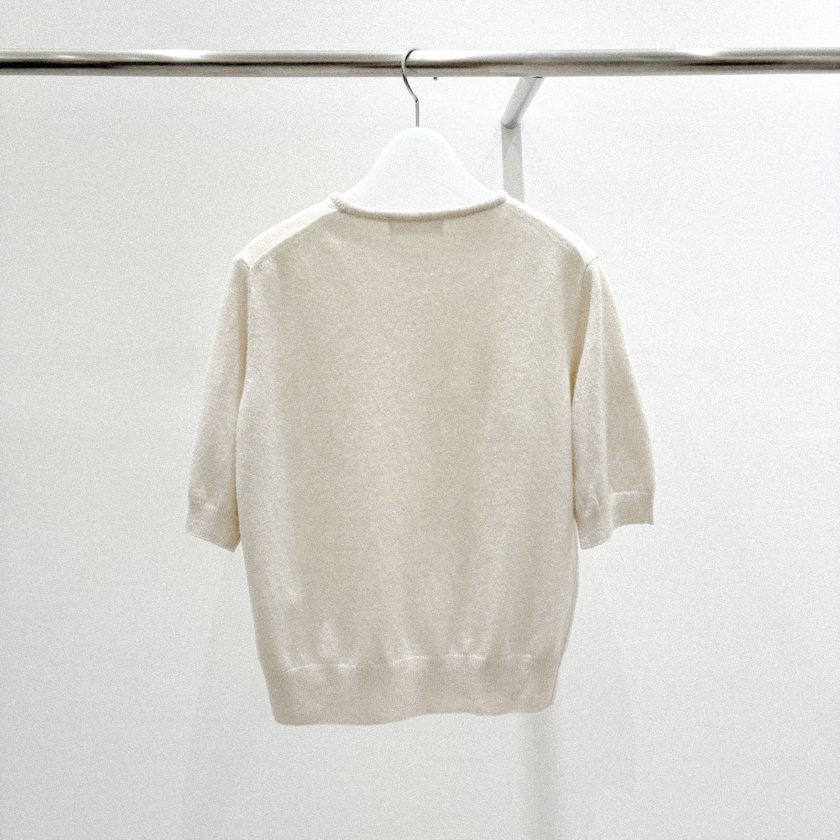 Cashmere Wool Blend Short-Sleeve Sweater