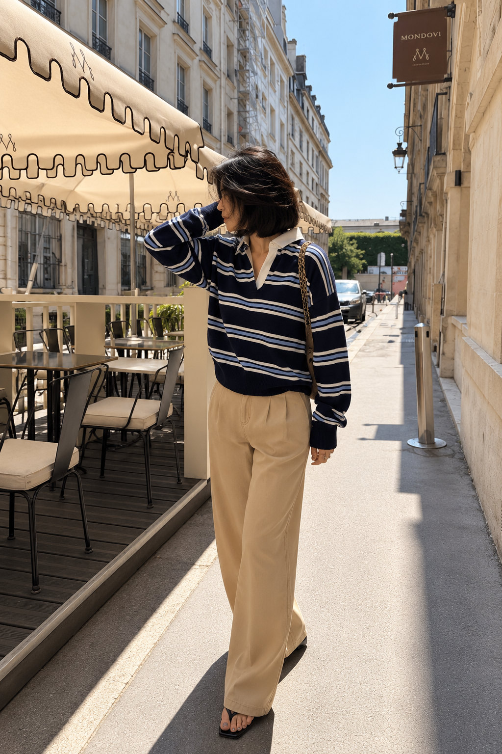 Contrast Collar Stripe Knit