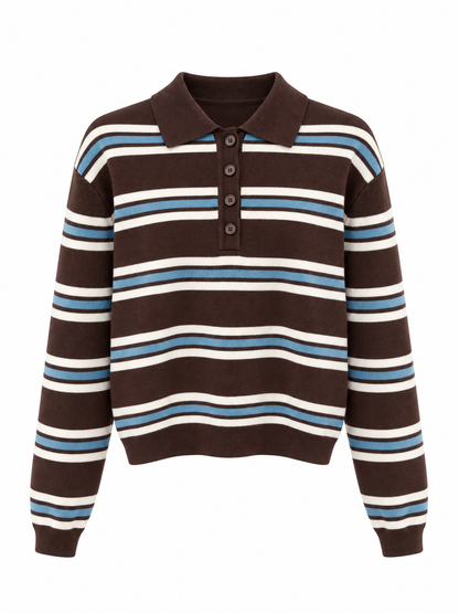 Striped Polo Knit Sweater