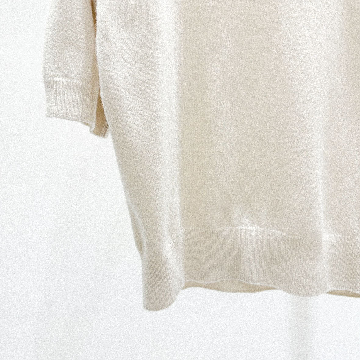 Cashmere Wool Blend Short-Sleeve Sweater