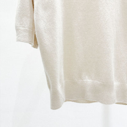 Cashmere Wool Blend Short-Sleeve Sweater