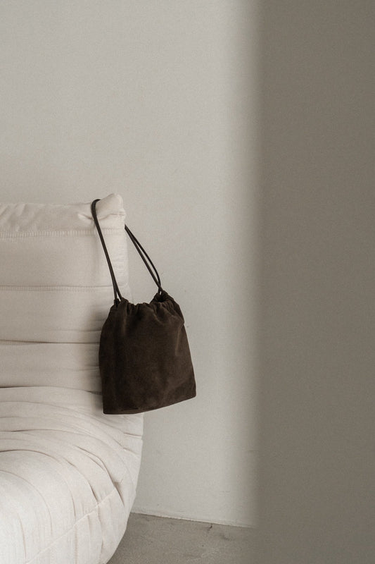 Suede Drawstring Bucket Bag