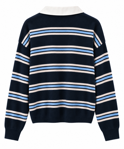Contrast Collar Stripe Knit
