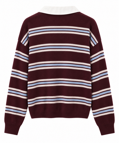 Contrast Collar Stripe Knit