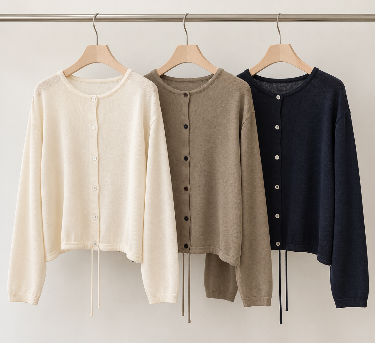 Soft Drawstring Knit Cardigan