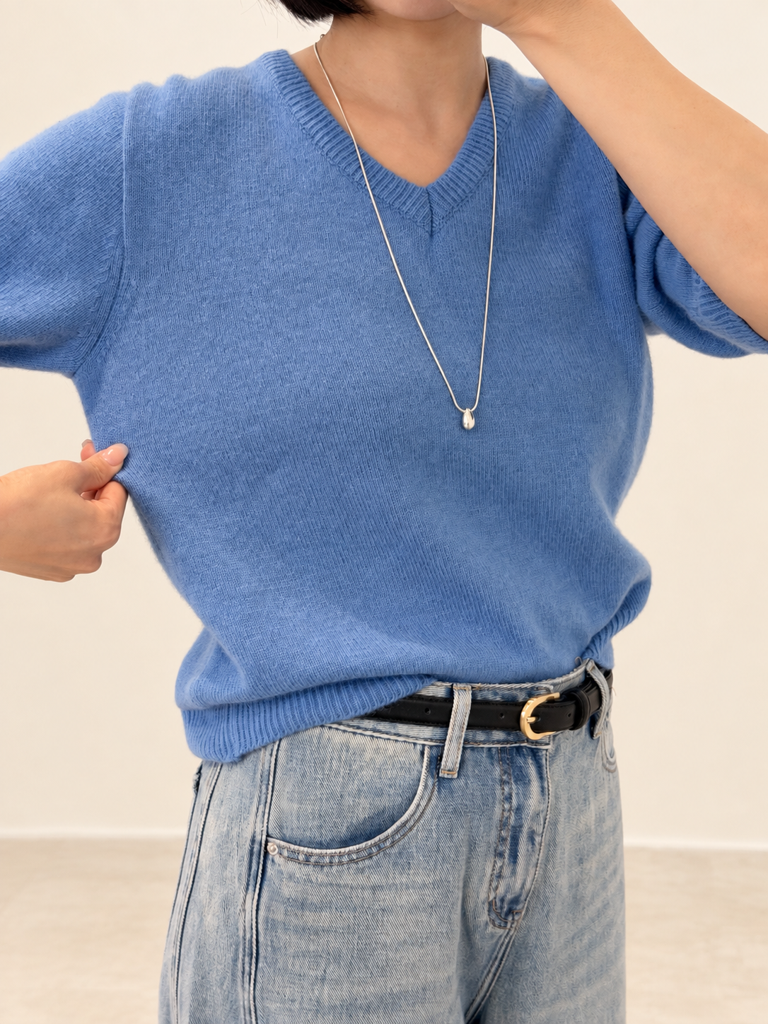 Volume Sleeve V-Neck Sweater