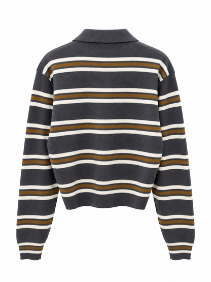 Striped Polo Knit Sweater