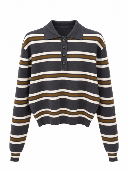 Striped Polo Knit Sweater