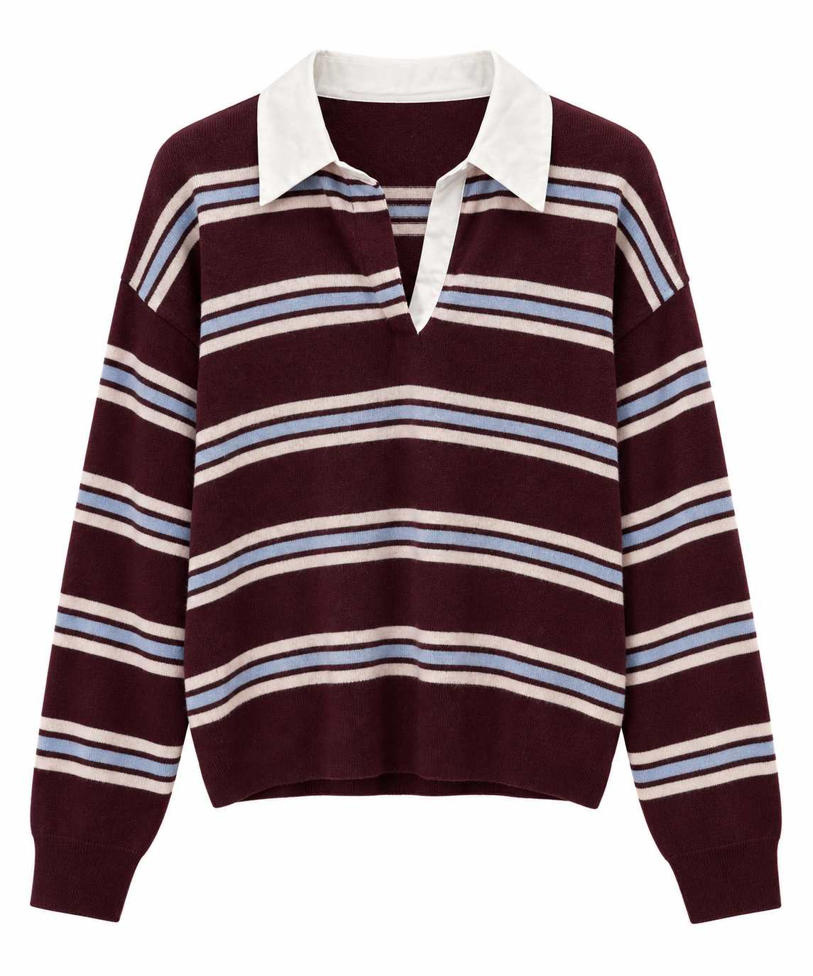 Contrast Collar Stripe Knit