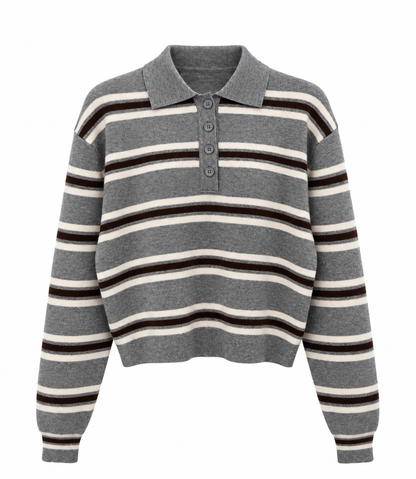 Striped Polo Knit Sweater
