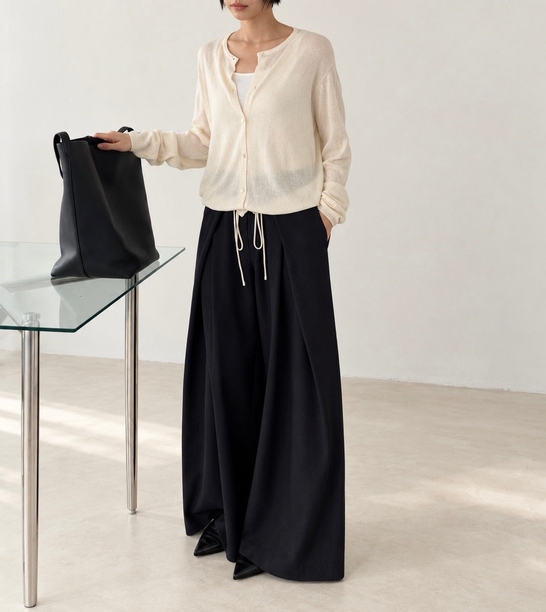 Soft Drawstring Knit Cardigan