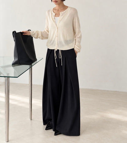 Soft Drawstring Knit Cardigan