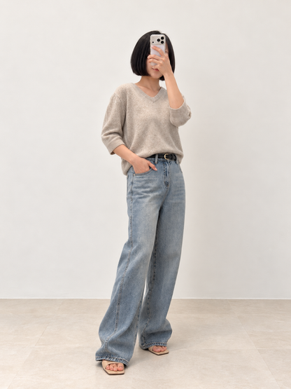 Volume Sleeve V-Neck Sweater