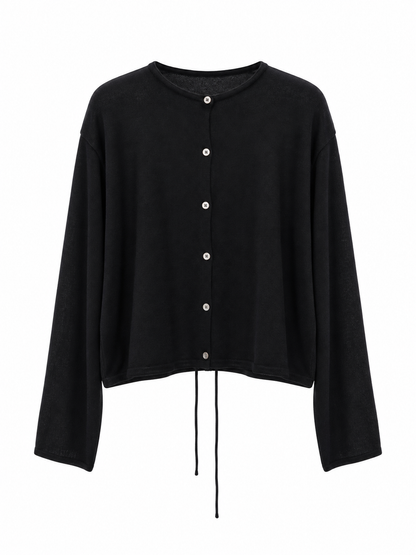 Soft Drawstring Knit Cardigan