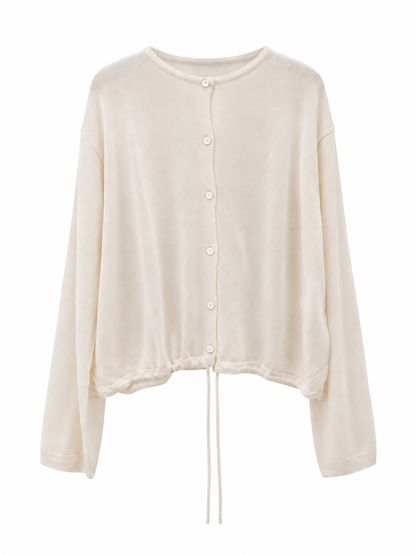 Soft Drawstring Knit Cardigan
